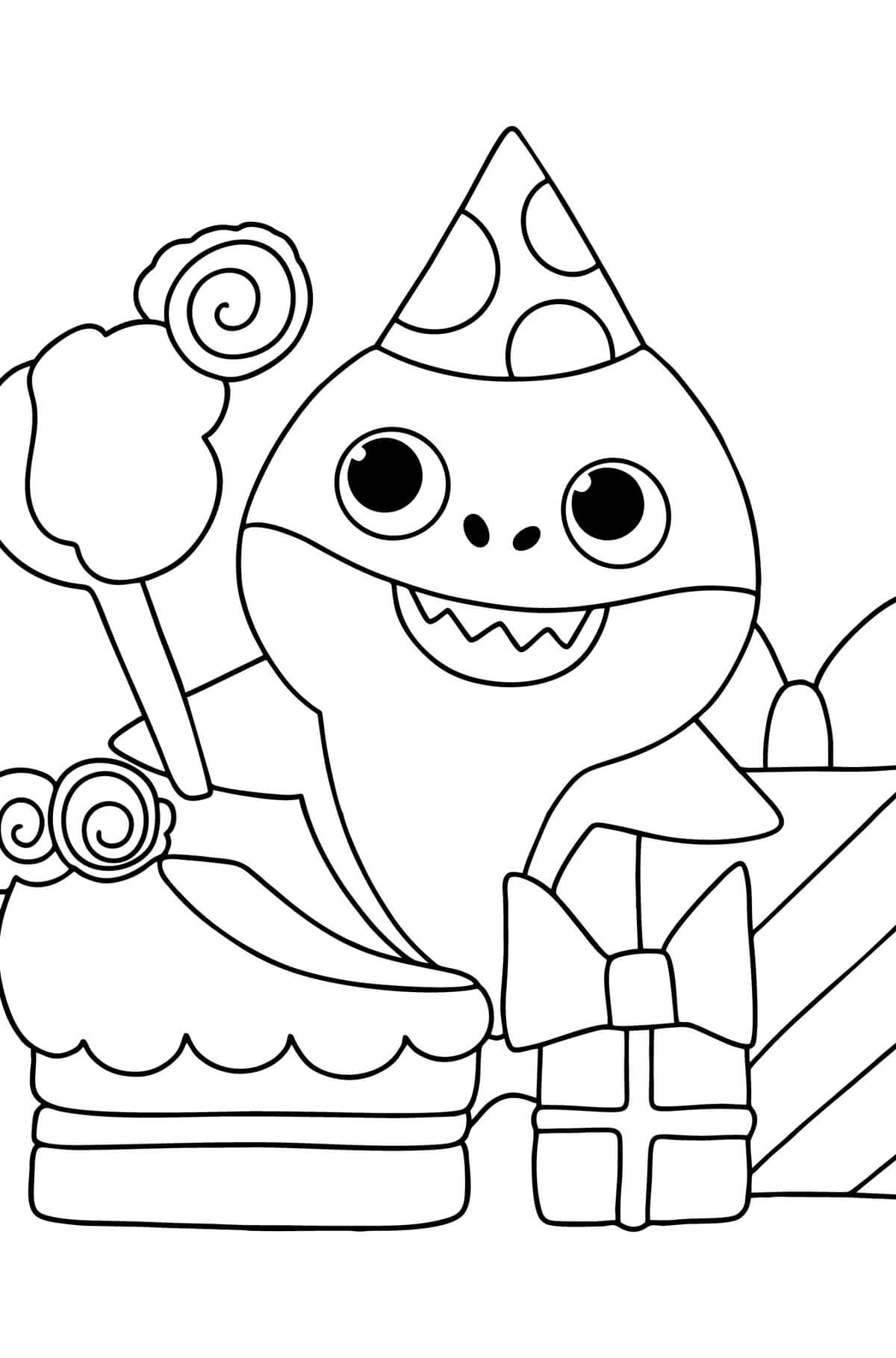 Dibujo de Pastel de tiburón bebé para Colorear