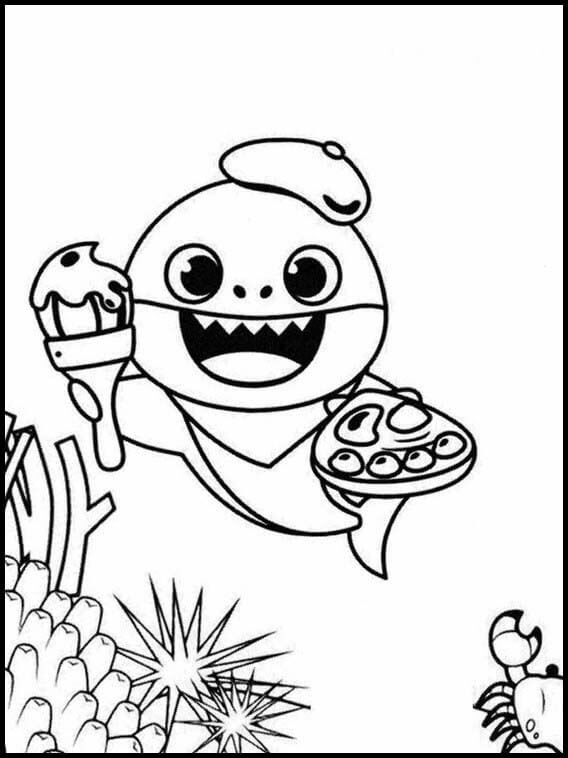 Dibujo de Pintura tiburón bebé para Colorear