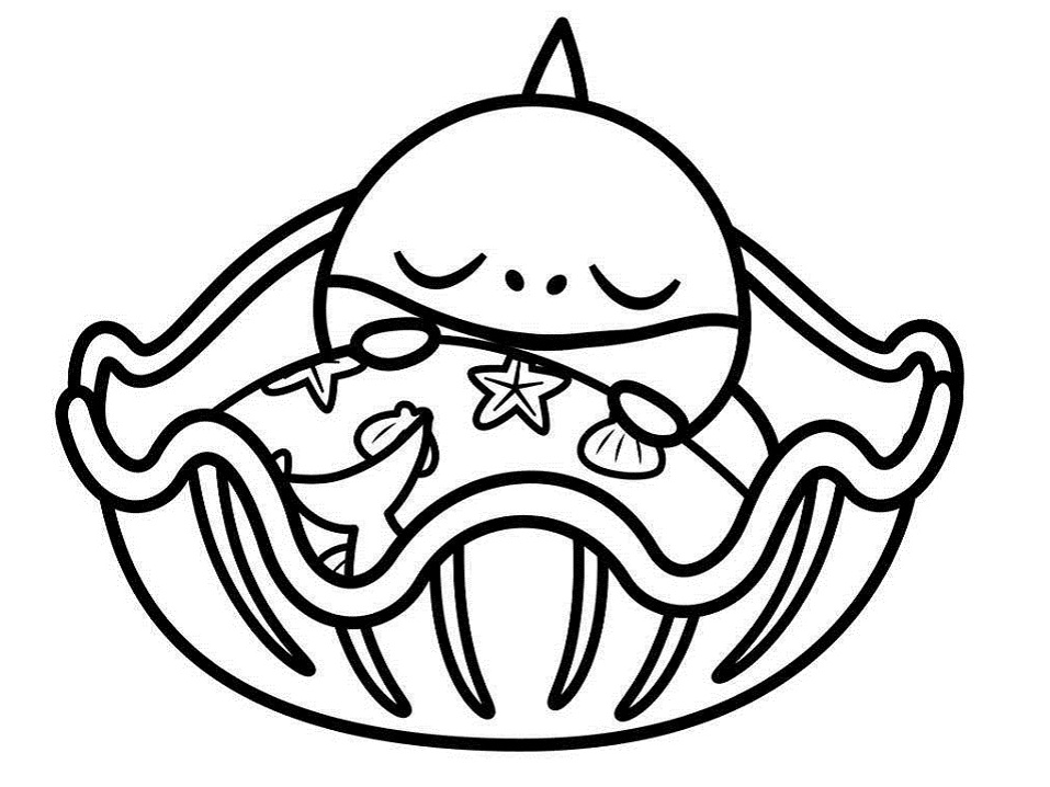 Dibujo de Tiburón bebé Durmiendo para Colorear