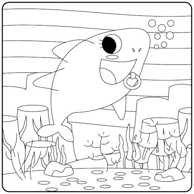 Dibujo de Tiburón bebé Impresionante para Colorear
