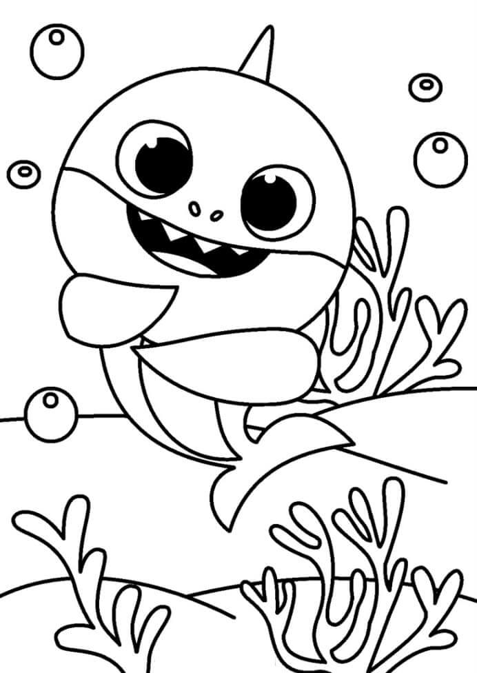 Dibujo de Tiburón Lindo bebé para Colorear