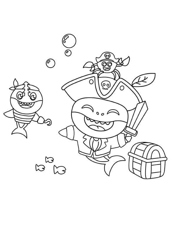 Dibujo de Tiburón Pirata bebé para Colorear