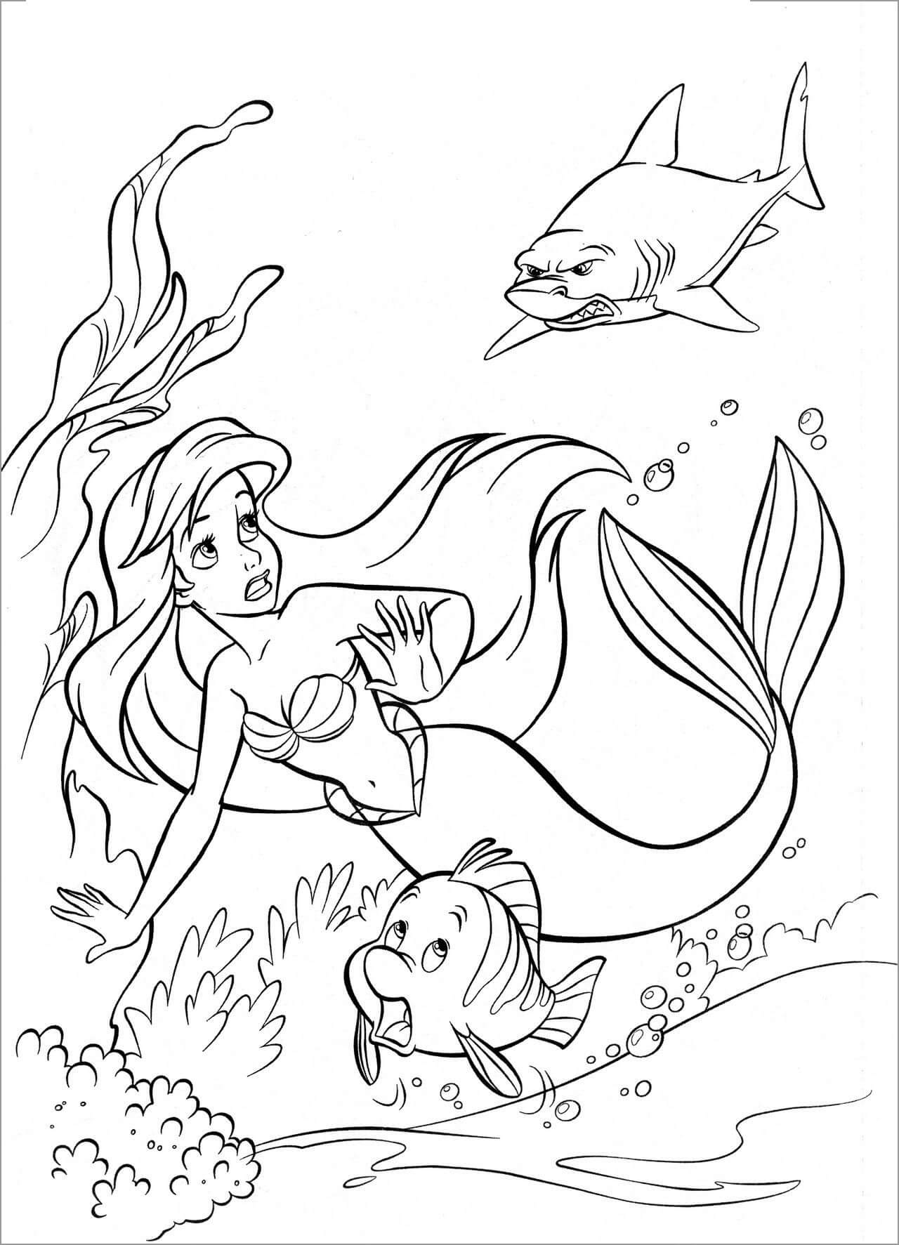 Dibujo de Ari Atrapando Tiburones para Colorear