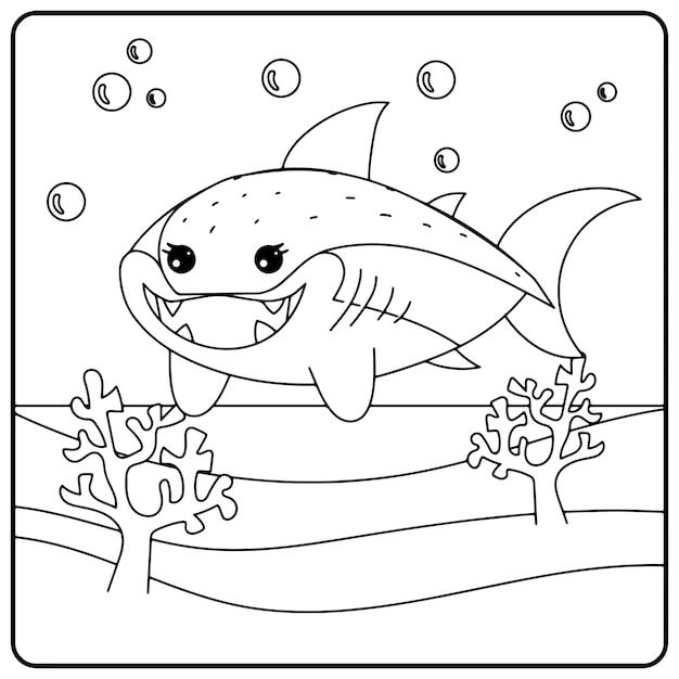 Dibujo de Gran tiburón para Colorear