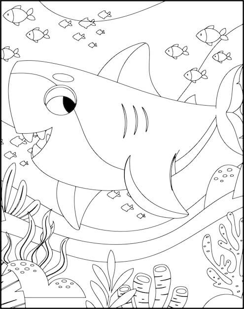 Dibujo de Tiburón Divertido para Colorear
