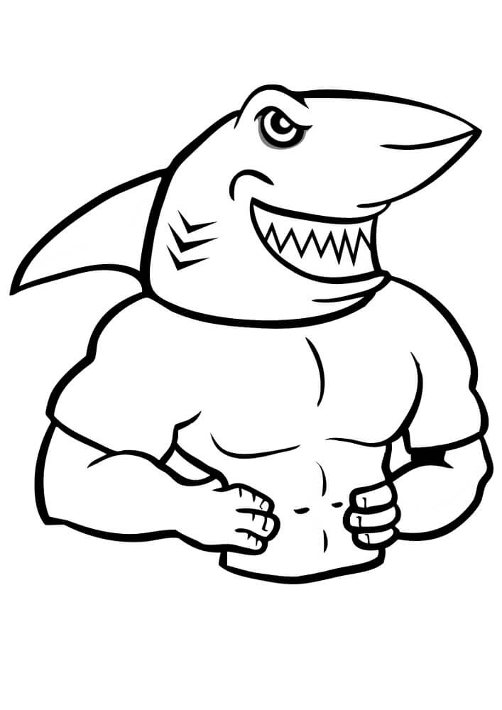 Dibujo de Tiburón Fuerte para Colorear