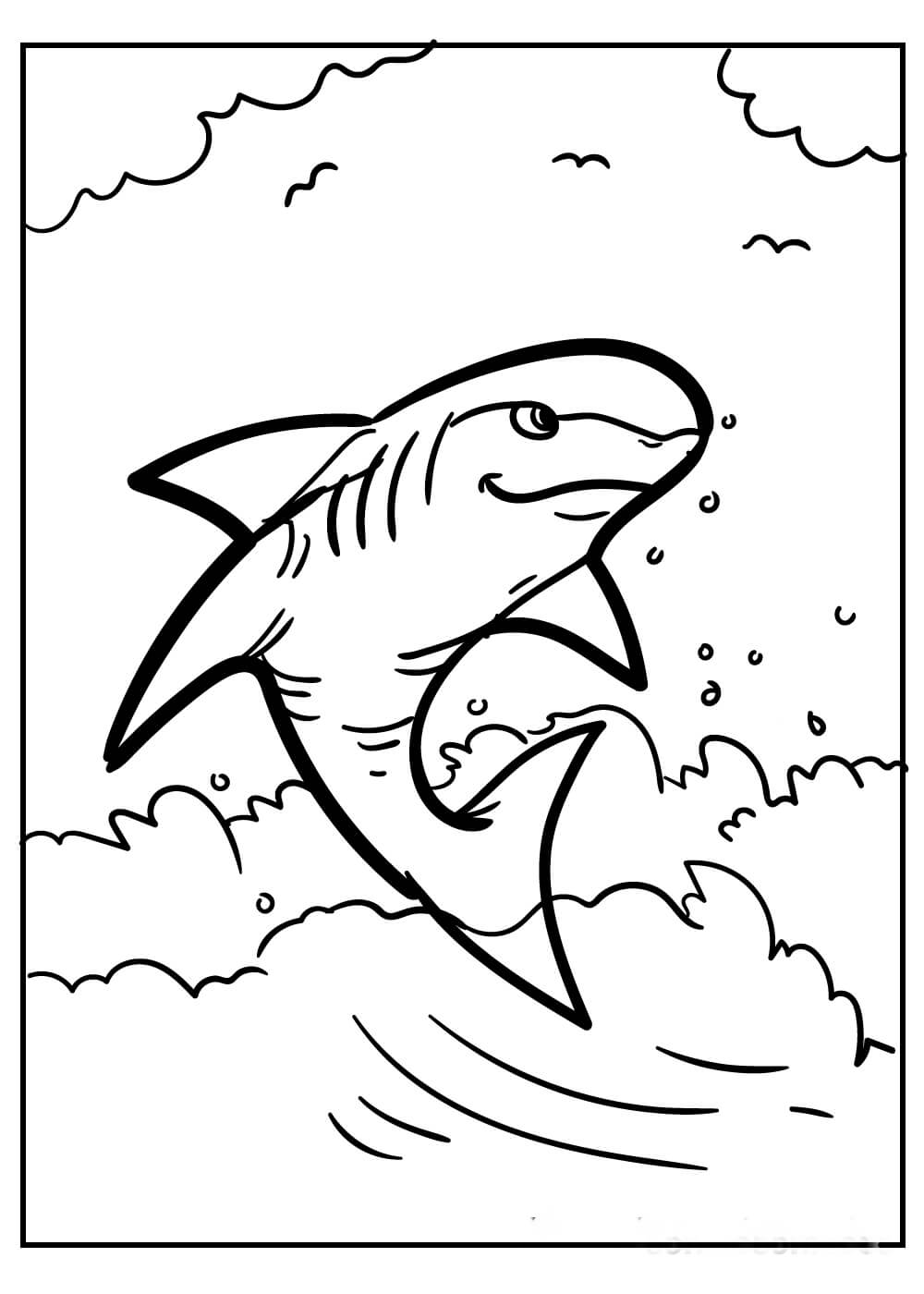 Dibujo de Tiburón Genial para Colorear