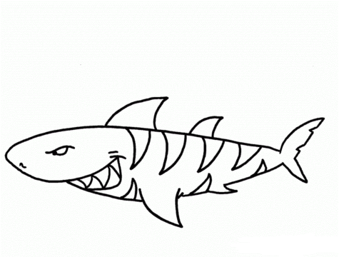 Dibujo de Tiburón Tigre de Dibujos Animados para Colorear