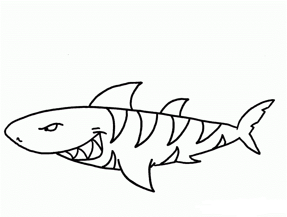Dibujo de Tiburón Tigre de Dibujos Animados para Colorear
