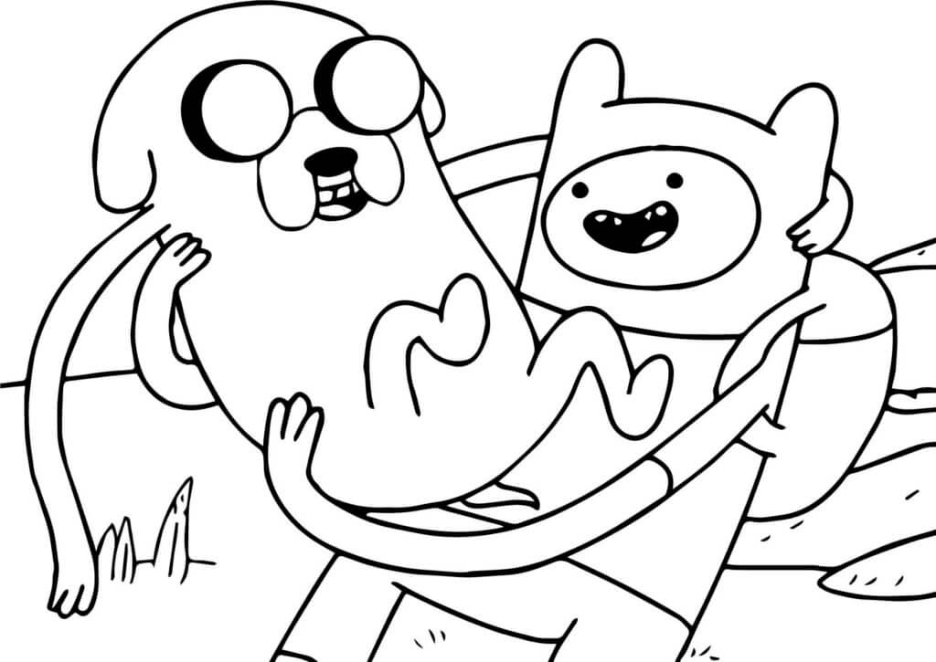 Dibujo de Finn Abrazando a Jake para Colorear