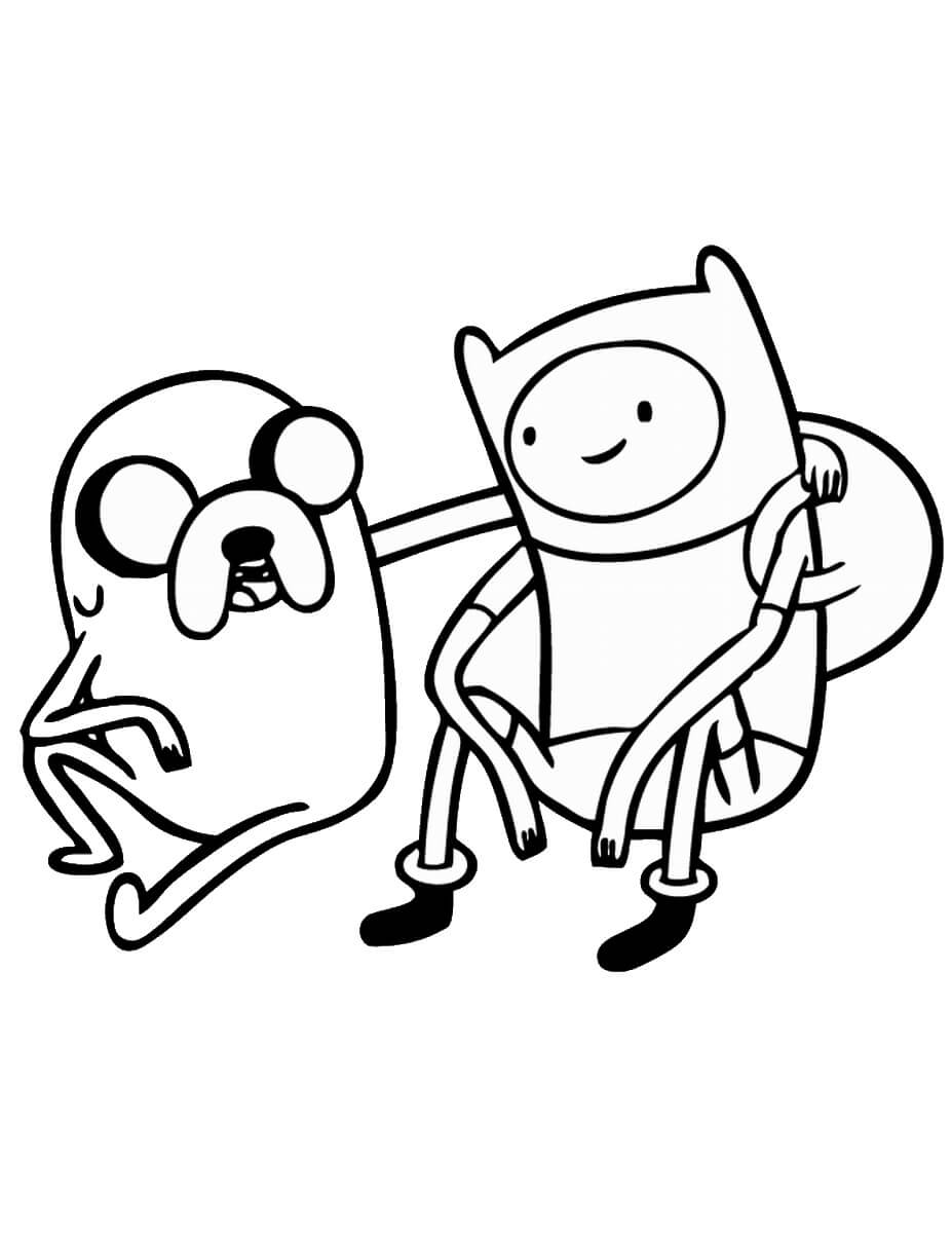 Dibujo de Finn y Jake Sentados para Colorear
