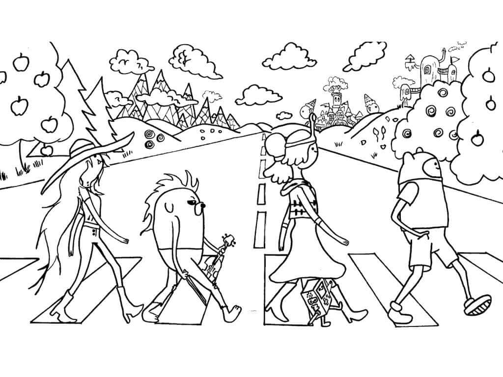 Dibujo de Finn y Amigos Caminando para Colorear