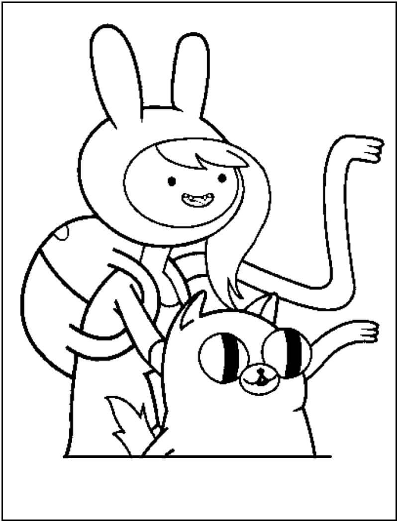 Dibujo de Fionna y Jake el Perro para Colorear