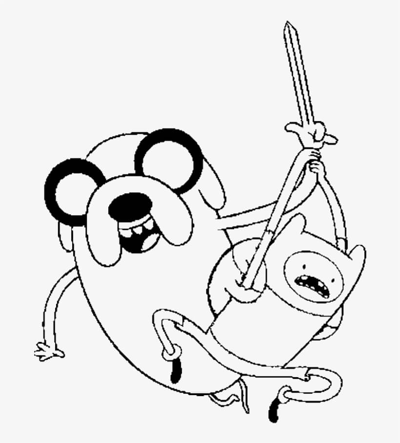 Dibujo de Jake y Finn Escalando para Colorear