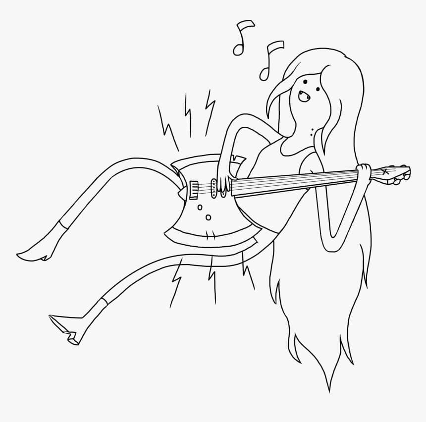 Dibujo de Marceline Tocando la Guitarra para Colorear