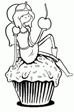 Dibujo de Princesa Bubblegum Sosteniendo Manzana para Colorear