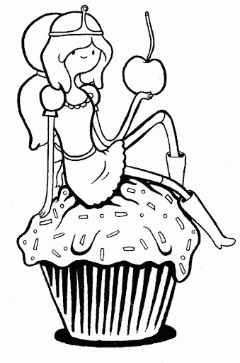 Dibujo de Princesa Bubblegum Sosteniendo Manzana para Colorear