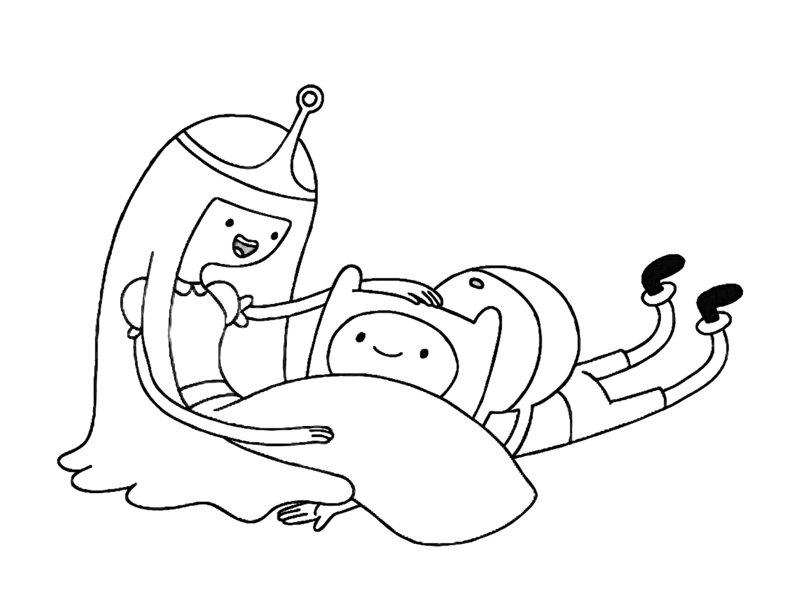 Dibujo de Princesa Bubblegum y Finn Scaled para Colorear