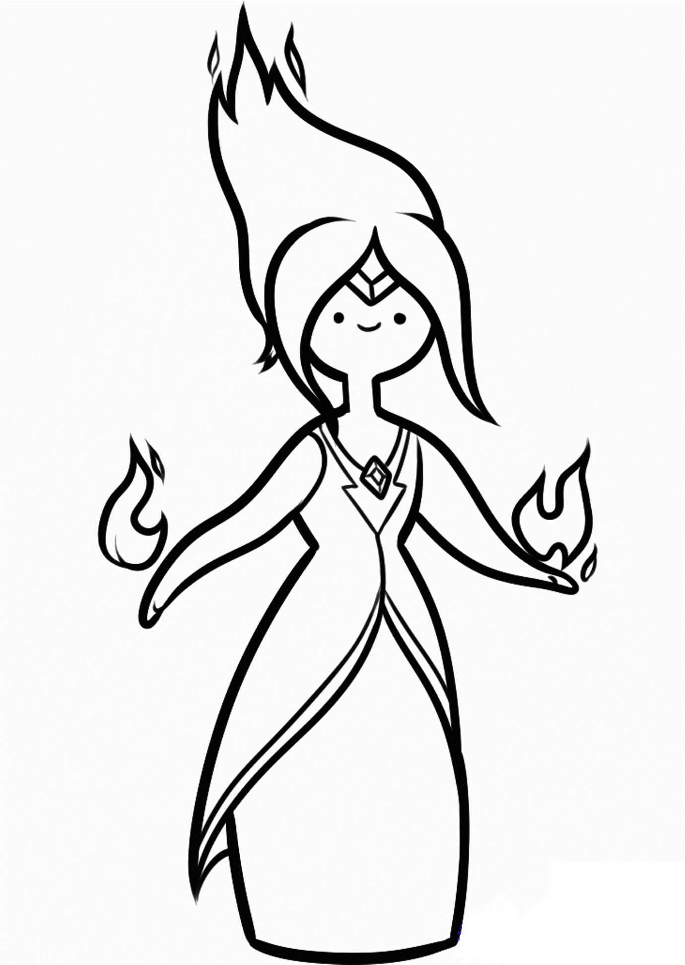 Dibujo de Princesa Flama Sonriendo para Colorear