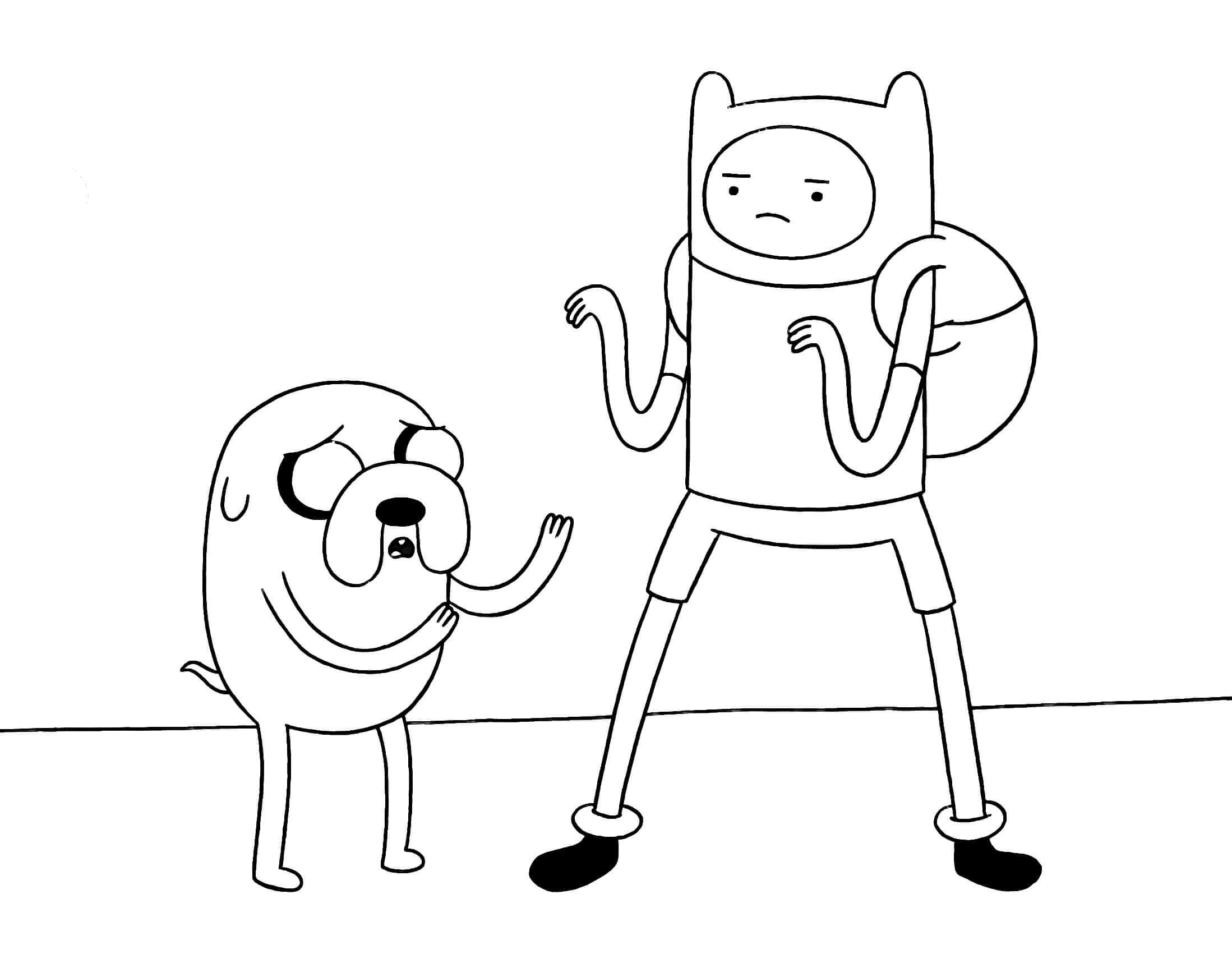 Dibujo de Simple Finn y Jake para Colorear