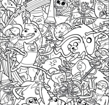 Dibujo de Todos los Personajes de Hora de Aventuras Divertidos para Colorear