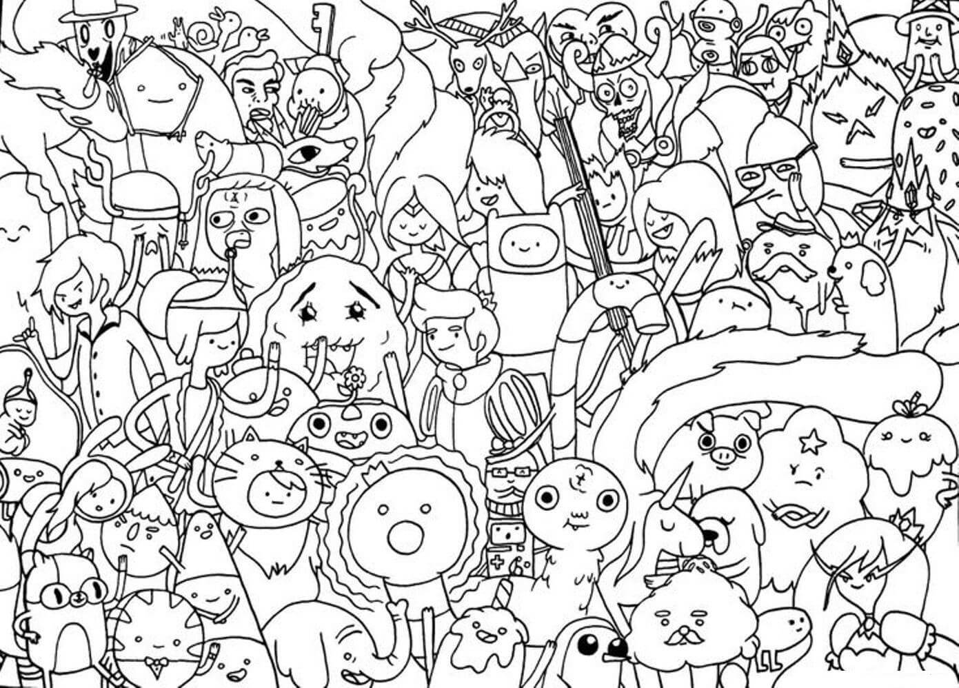 Dibujo de Todos los Personajes de Hora de Aventuras para Colorear
