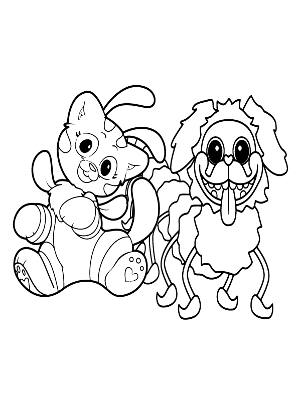 Dibujo de Página para Colorear de Candy Cat y Pj Pug a Pillar para Colorear