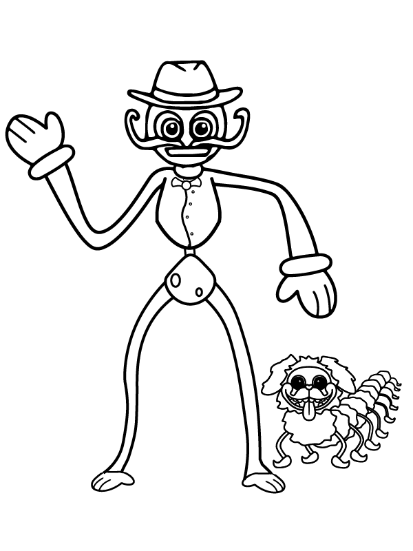 Dibujo de Página para Colorear de Daddy Long Legs y Pj Pug a Pillar para Colorear