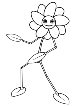 Dibujo de Página para Colorear de Feliz Daisy de Tiempo de Juego de Amapola para Colorear