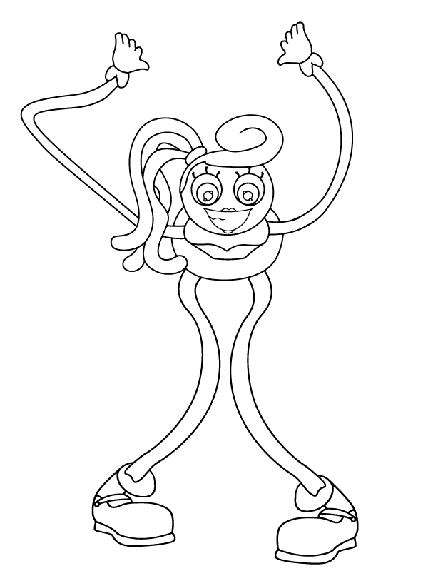 Dibujo de Página para Colorear de Mommy Long Legs Feliz para Colorear