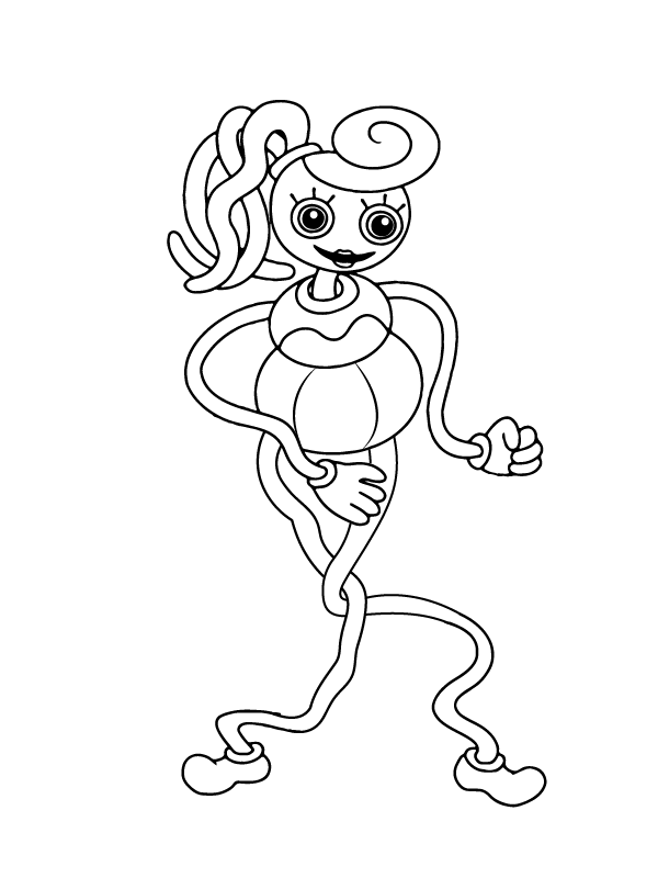 Dibujo de Página para Colorear de Mommy Long Legs de Tiempo de Juego de Amapola para Colorear