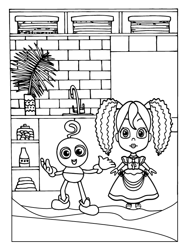 Dibujo de Página para Colorear de muñeca y Juguete para Colorear