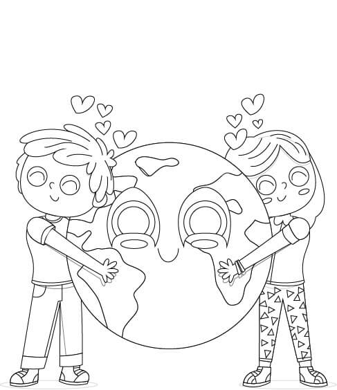 Dibujo de Amo la Tierra para Colorear