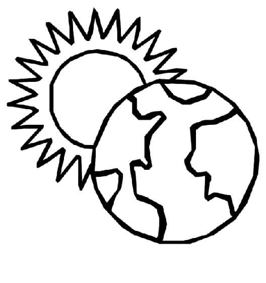 Dibujo de Dibujando la Tierra y el Sol para Colorear