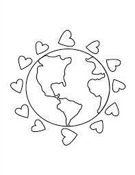 Dibujo de Tierra con Corazones para Colorear