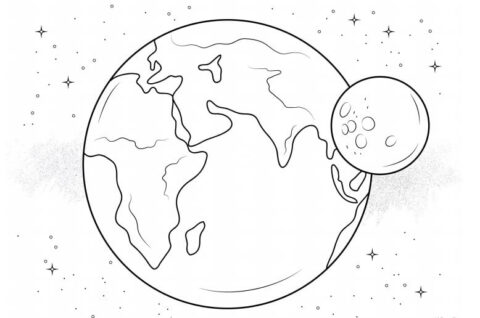 Dibujo de Tierra y Luna para Colorear