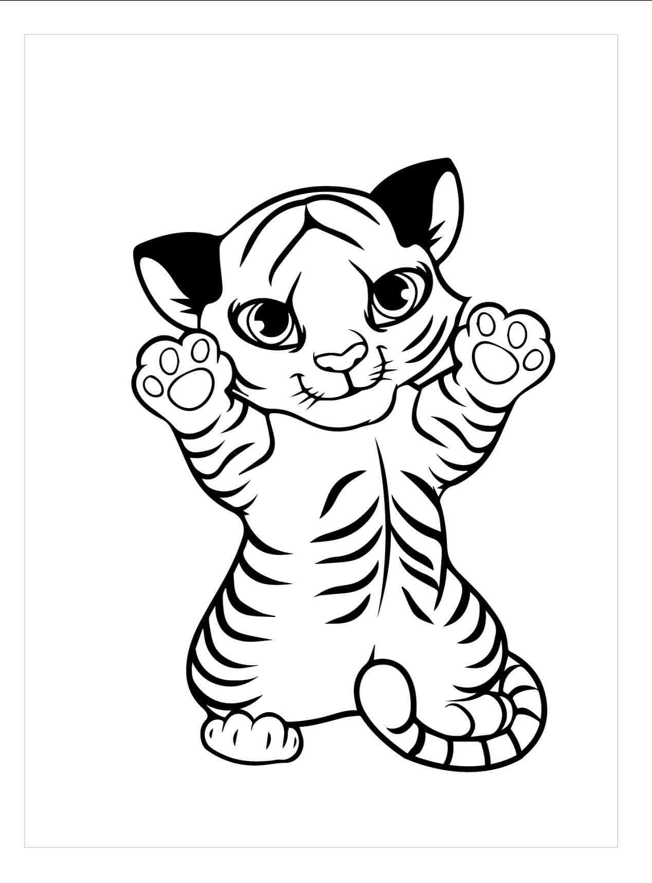 Dibujo de Bebé Tigre Feliz para Colorear