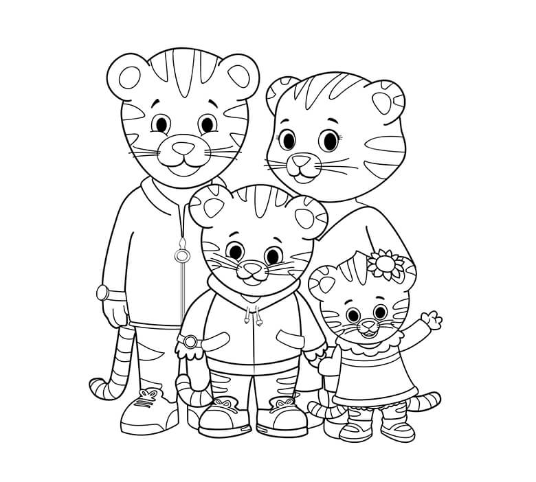 Dibujo de Daniel Tigre y Familia para Colorear