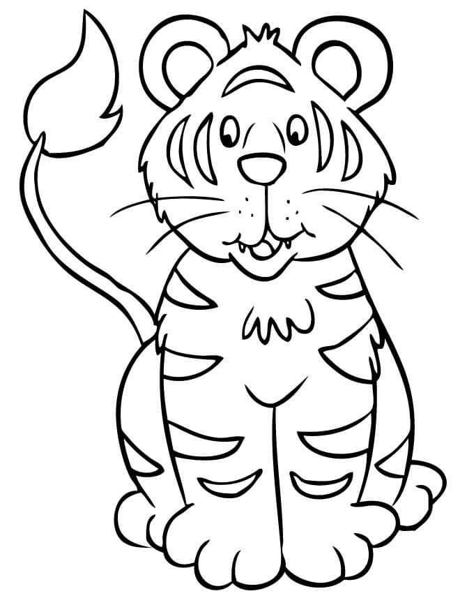 Dibujo de Lindo Tigre Sentado para Colorear