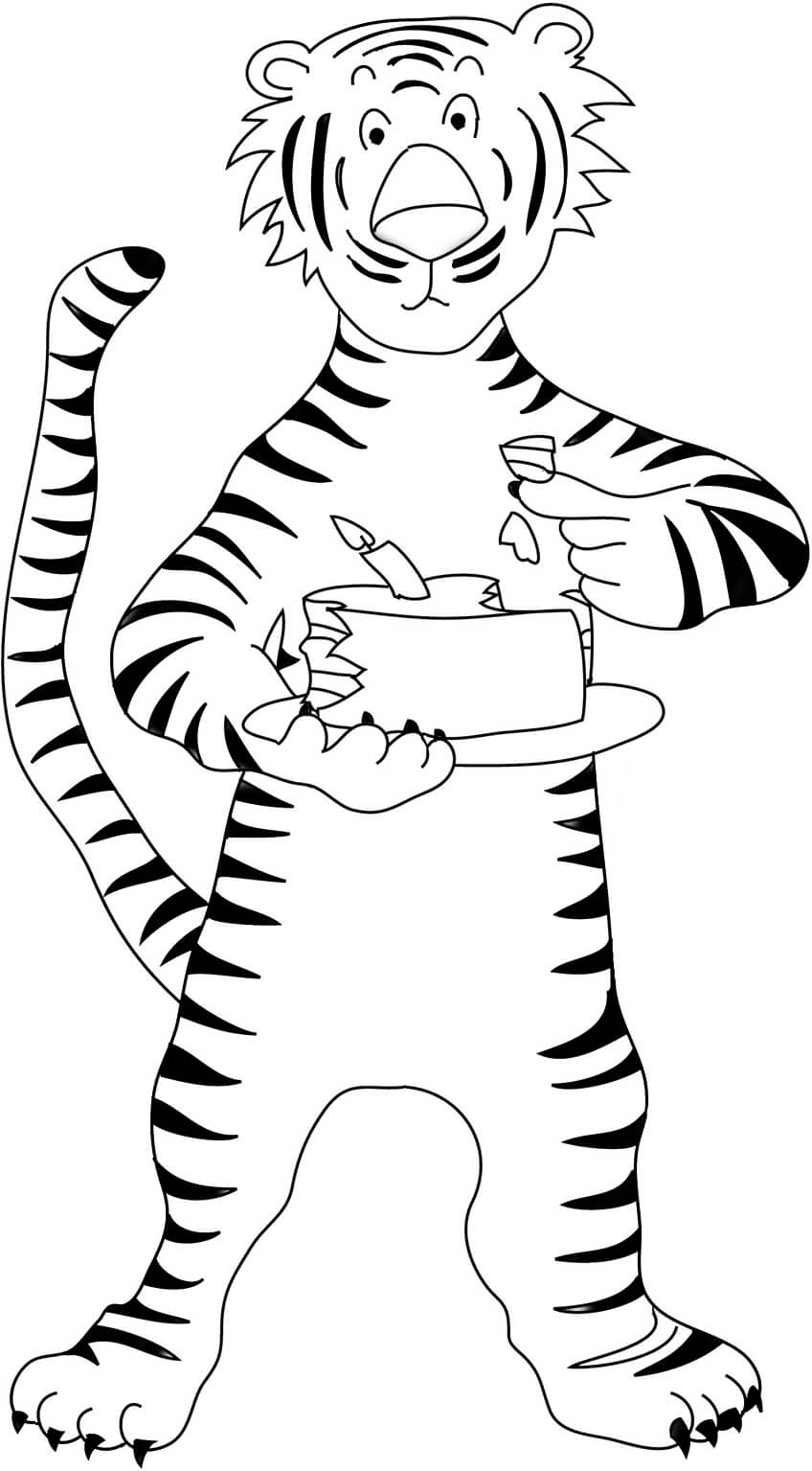 Dibujo de Tigre Cocinando para Colorear