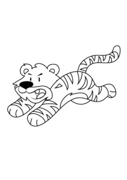 Dibujo de Tigre de Dibujos Animados Corriendo para Colorear