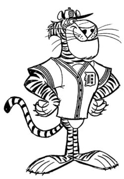 Dibujo de Tigre de Dibujos Animados Divertido para Colorear