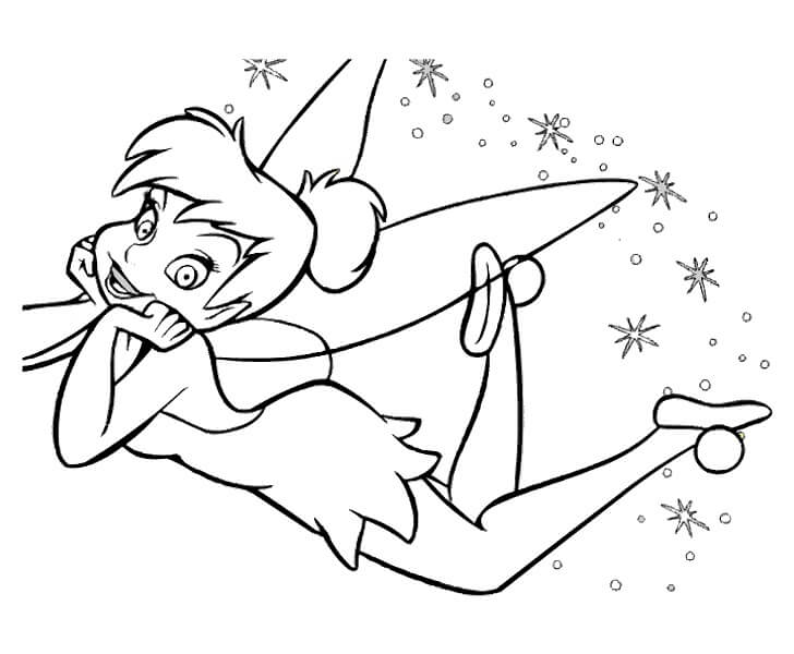 Dibujo de Tinkerbell Acostado para Colorear