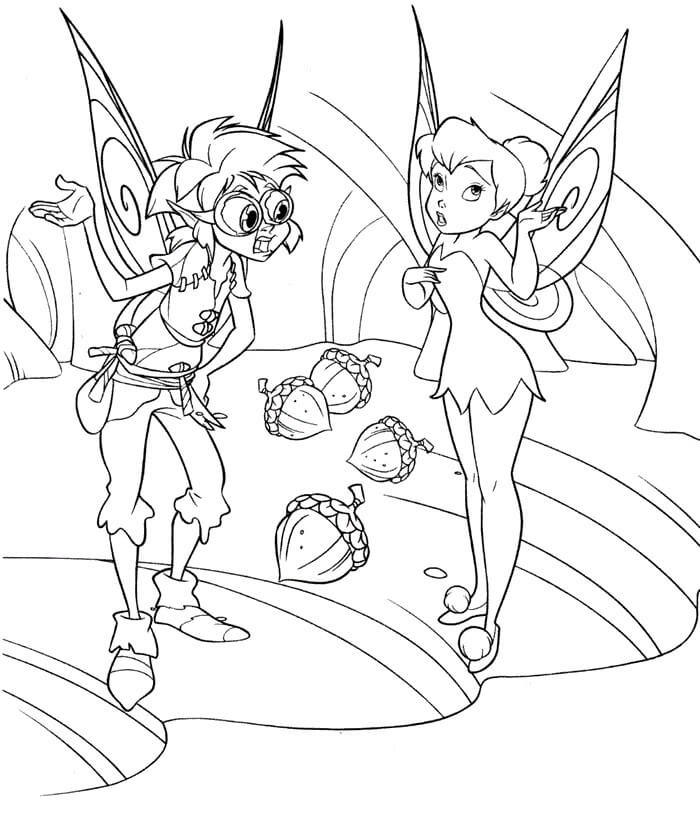 Dibujo de Tinkerbell Habla con un Amigo para Colorear