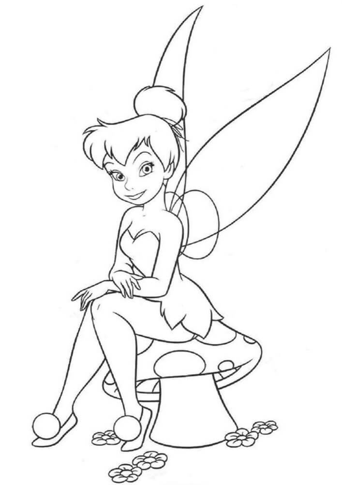 Dibujo de Tinkerbell Sentado para Colorear