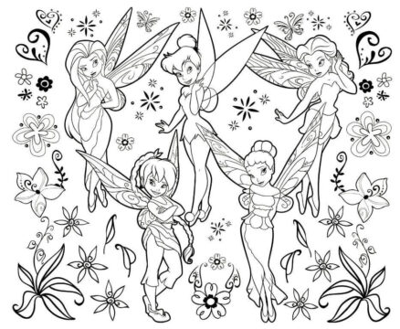 Dibujo de Tinkerbell y Amigos Son para Adultos para Colorear