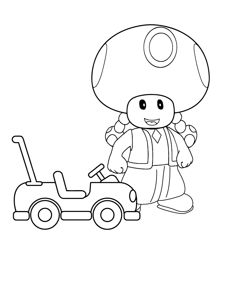 Dibujo de Toadette And a Small Car Coloring Page para Colorear