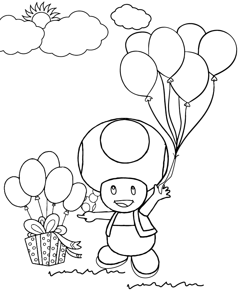 Dibujo de Toadette And Balloons Coloring Page para Colorear