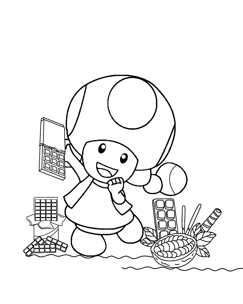 Dibujo de Toadette And Chocolate Bars Coloring Page para Colorear