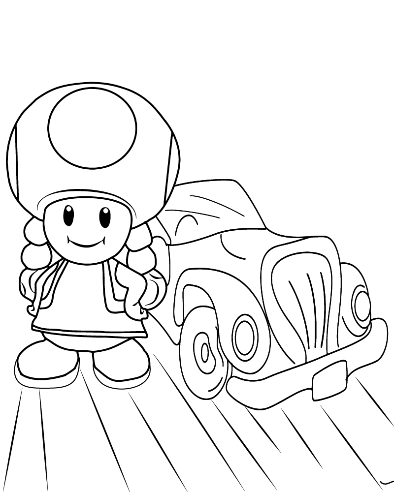 Dibujo de Toadette And Favorite Car Coloring Page para Colorear